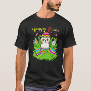 Camiseta Shih Tzu Dog Lover Páscoa Floral Ovo Funny Shih Tz