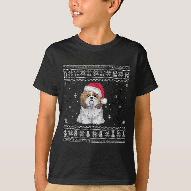 Camiseta Shih Tzu Dog Lovers Men Women Santa Ugly Xmas Swea (Frente)