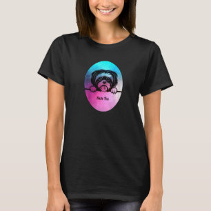 Camiseta Shih Tzu Dog Mãe E Pai Pet Parentes Azul Rosa Eas