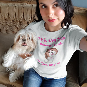 Camiseta Shih Tzu Dog Mamãe Pertence A Mim Patas e Corações