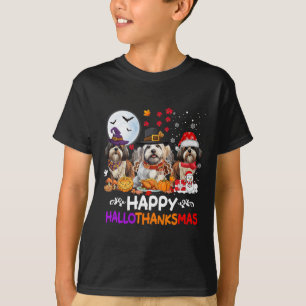 Camiseta Shih Tzu Dog Natal Feliz Hallothankmas Obrigado