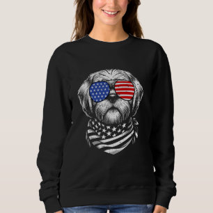 Camiseta Shih Tzu Dog Pai Patriótico 4 de julho americano