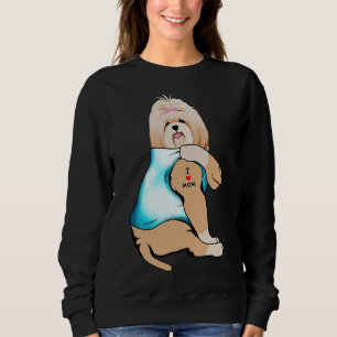 Camiseta Shih Tzu Dog Tattoo Eu Amo Mamãe Mãe Dia