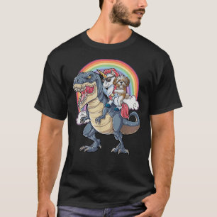 Camiseta Shih Tzu E Unicorn Andam Rex Como Chefe
