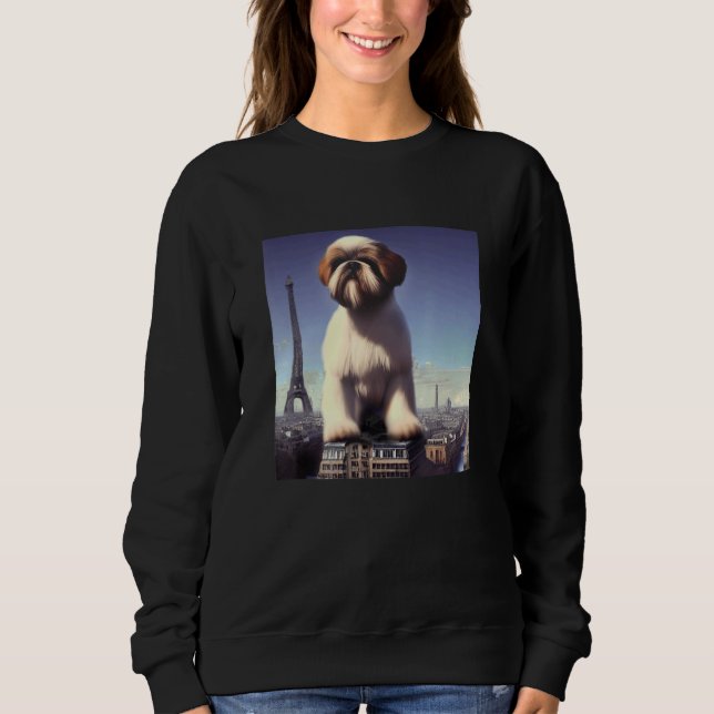 Camiseta Shih Tzu  Eiffel Tower France Paris  Men Women Dog (Frente)