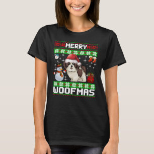 Camiseta Shih Tzu Feliz Woofmas Natal