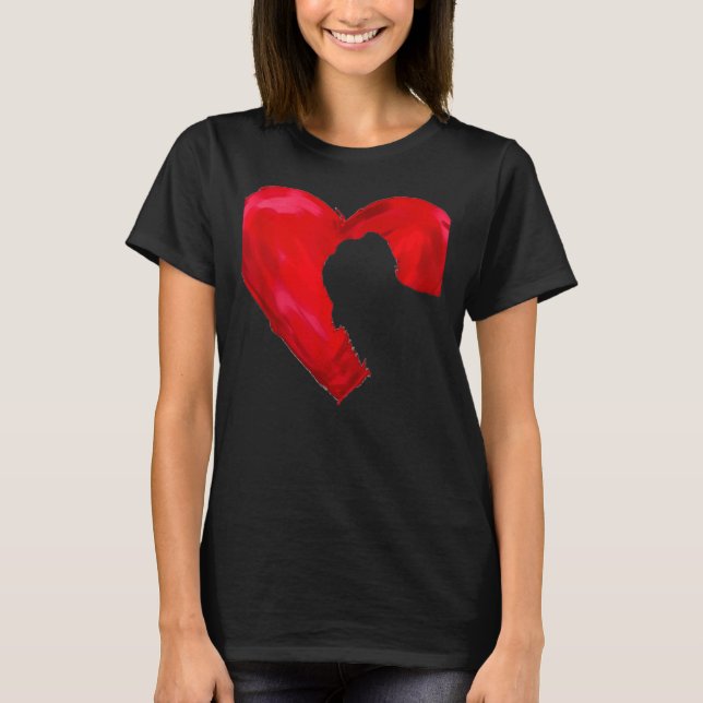 Camiseta Shih Tzu Heart Silhouette Dia de os namorados Cog  (Frente)