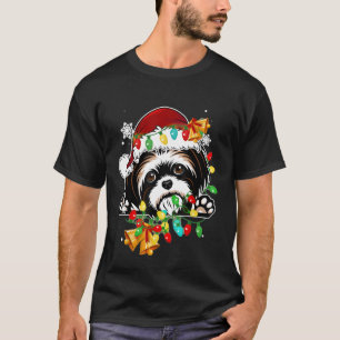 Camiseta Shih Tzu Luz Engraçada Cão De Natal