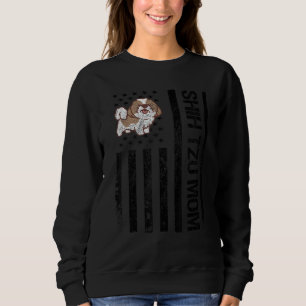 Camiseta Shih Tzu Mãe Americana USA Flag Funny Shih Tzu Own