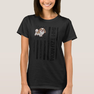 Camiseta Shih Tzu Mãe Americana USA Flag Funny Shih Tzu Own