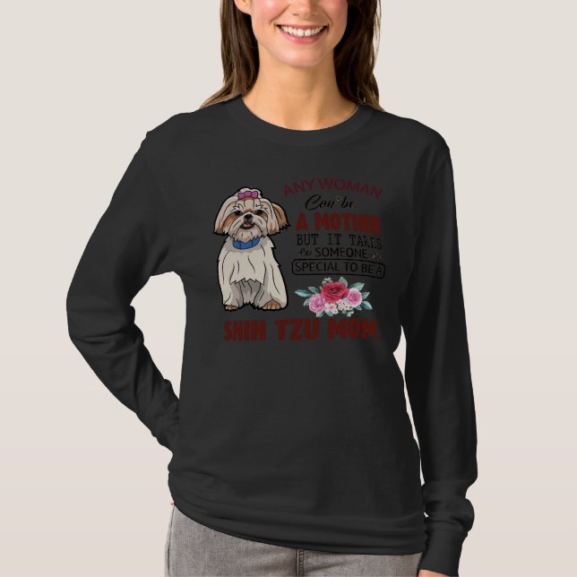 Camiseta Shih Tzu Mãe E Máscara De Rosto (Frente)
