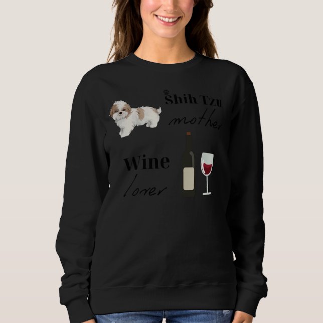 Camiseta Shih Tzu Mãe Vinho De Scoop (Frente)