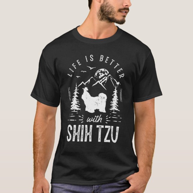 Camiseta Shih Tzu Melhor Mãe Pai Cão (Frente)