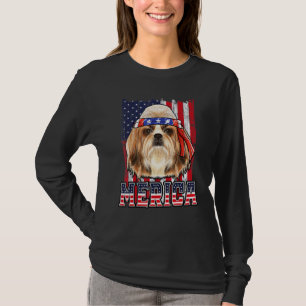Camiseta Shih Tzu Merica 4 de julho Bandeira Patriótica do 