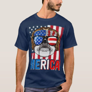 Camiseta Shih Tzu Merica 4 de julho Cão americano Puppy Pat