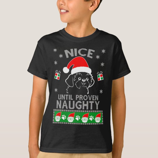 Camiseta Shih Tzu Nice até o Natal Indecente e Feliz (Frente)