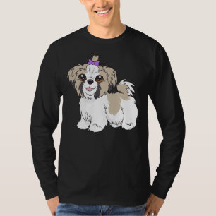 Camiseta Shih Tzu (Prateado e Branco)