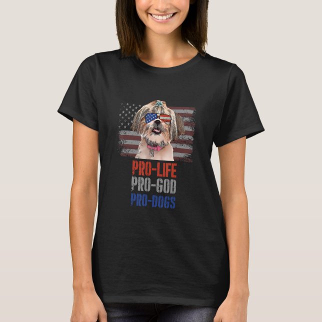 Camiseta Shih Tzu Pro Life Pro God Pro Cães (Frente)