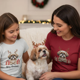 Camiseta Shih Tzu Reindeer 