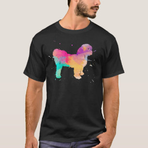 Camiseta Shih Tzu Short Clip Watercolor Paint Splat