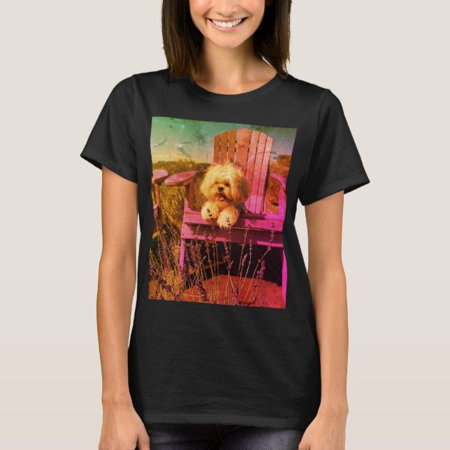 Camiseta Shih Tzu Smelling the Lavander (Dog Days) (Frente)