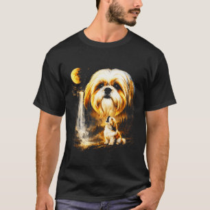 Camiseta Shih tzu uivando para a lua retrô anos 90 cachorro