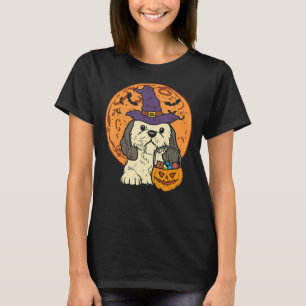 Camiseta Shih Tzu Witch Moon Jack O Lantern Halloween