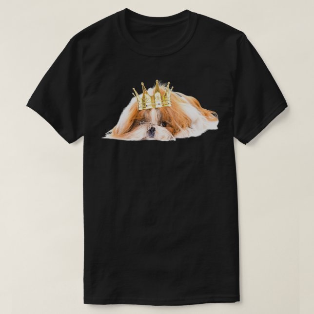 Camiseta Shihtzu Vestindo Design de Foto Coroa  (Frente do Design)