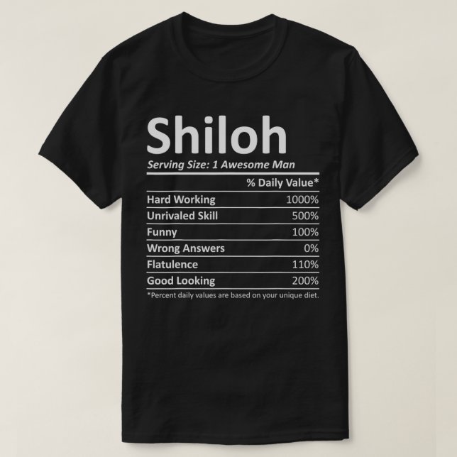 Camiseta SHILOH Nutrition Funny Birthday Nome Personalizado (Frente do Design)