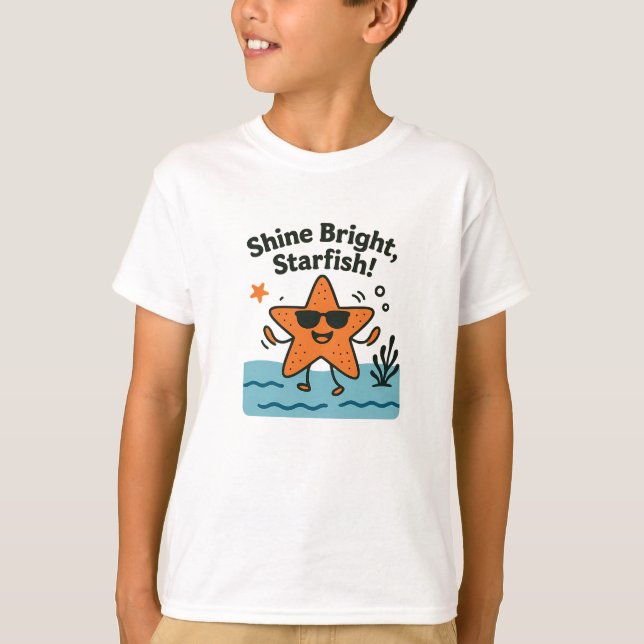 Camiseta Shine Bright Starfish Cute Orange Beach Design (Frente)