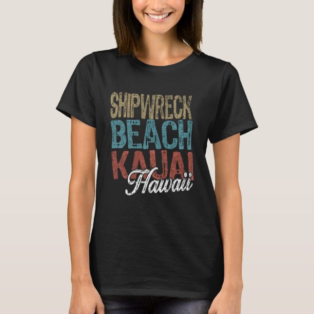 Camiseta Shipwreck Beach KAUAI Hawaii HIBISCUS AND SCRIPT T (Frente)