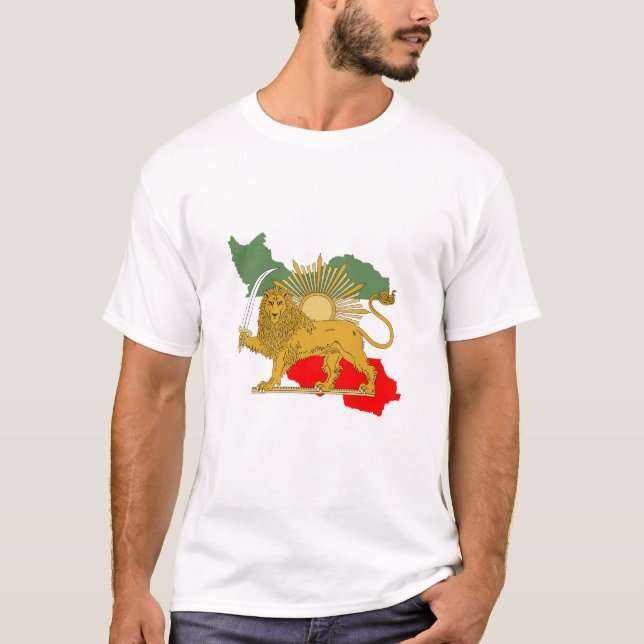 Camiseta Shir o Khorshid - Leão e Sol - Bandeira do Irã Pér (Frente)