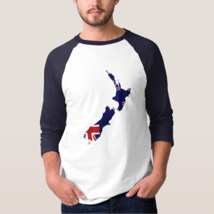 Camiseta Shirt do Mapa de Sinalizador da Nova Zelândia