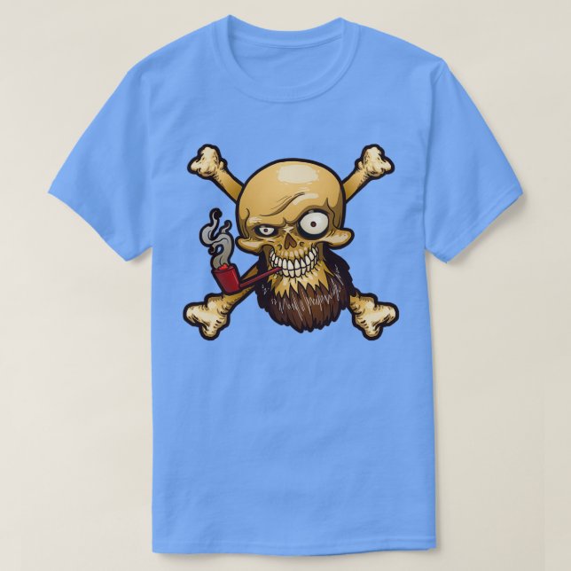 Camiseta Shiver Me Timbers Pirata Crânio com cachimbo fuman (Frente do Design)