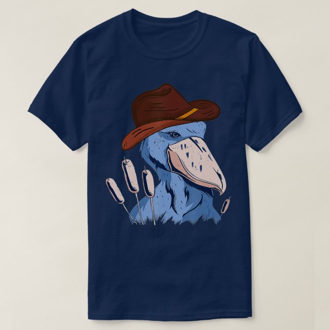 Camiseta Shoebill Bird African Stork Bird Lover Cowboy Hat  (Frente do Design)