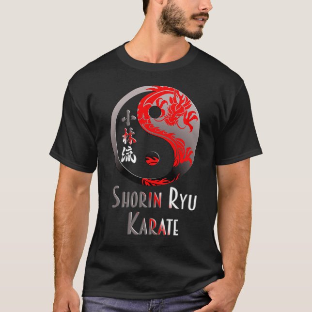 Camiseta Shorin Ryu Karate Red Dragon - Design de Artes Mar (Frente)