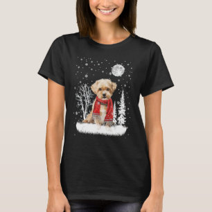 Camiseta Shorkie sob a lua neve Natal Pajama