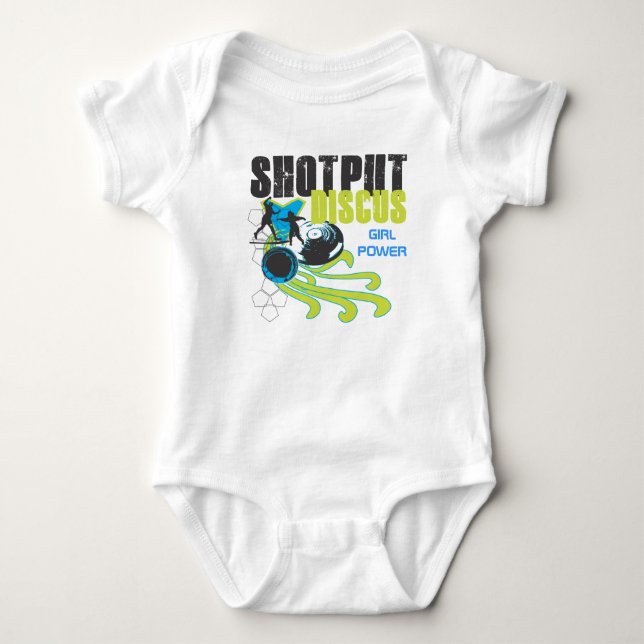 Camiseta Shotput e disco - poder da menina (Frente)