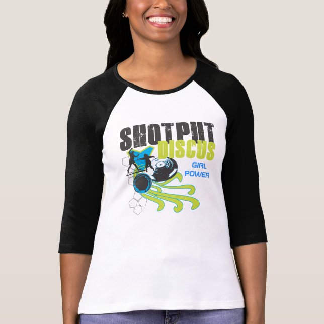 Camiseta Shotput e disco - poder da menina (Frente)