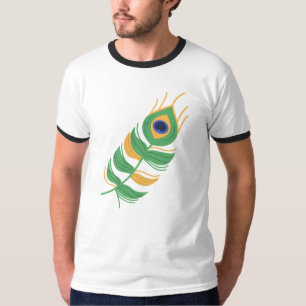 CAMISETA SHREE KRISHNA PEACOCK FEATHER LOGO ÚNICO DESIGN
