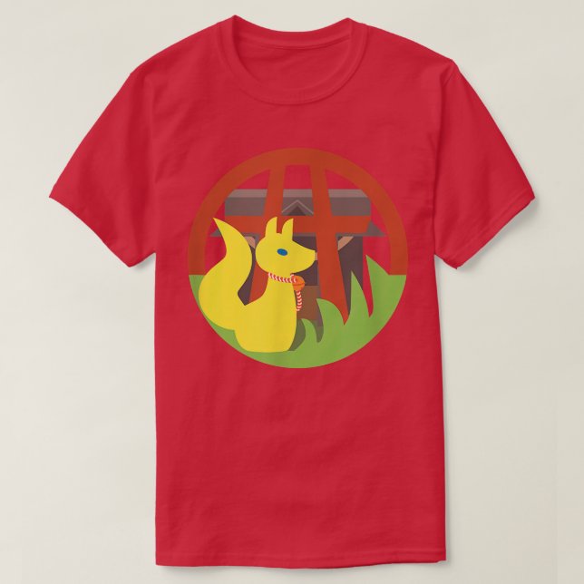 Camiseta Shrine do templo Inari Fox (Frente do Design)