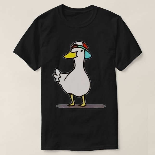 Camiseta Shuba Duck Dancing Duck Meme Com Um Chapéu (Frente do Design)