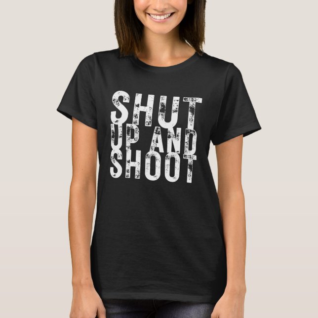 Camiseta Shut Up and Shoot Billiard 8 Ball Pool Player  Hun (Frente)