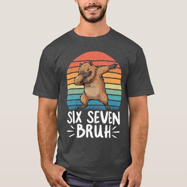 Camiseta Si Seven Bruh 67 Meme Capivara Capivara engraçada  (Frente)
