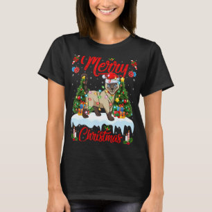 Camiseta Siamês Cat Luzes Xmas Papais noeis de árvores Siam