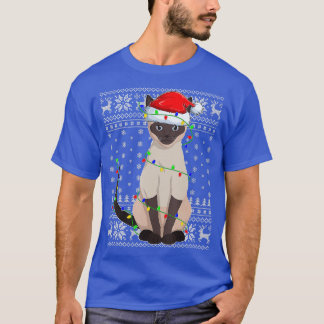 Camiseta Siamês Cat Ugly Sweater Style Papais noeis Siamese