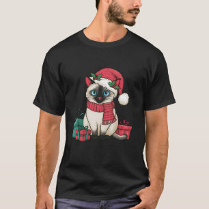Camiseta Siamês Cat Xmas Holiday Papais noeis Siamese Cat C