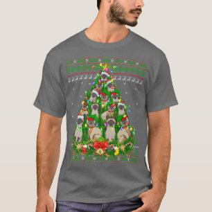 Camiseta Siamês Cat Xmas Lighting Tree Siamese Cat Ugly Ch