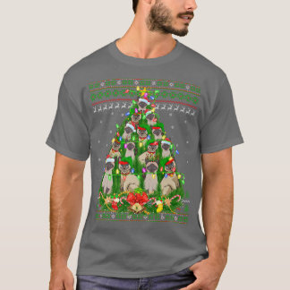 Camiseta Siamês Cat Xmas Lighting Tree Siamese Cat Ugly Ch