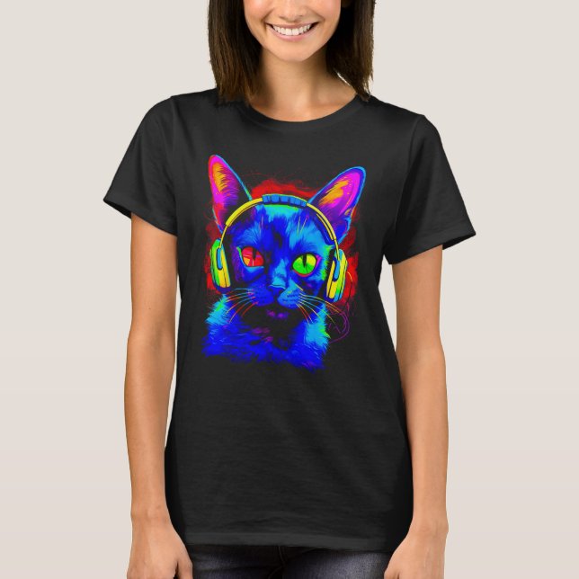 Camiseta Siamese Cat DJ Music (Frente)
